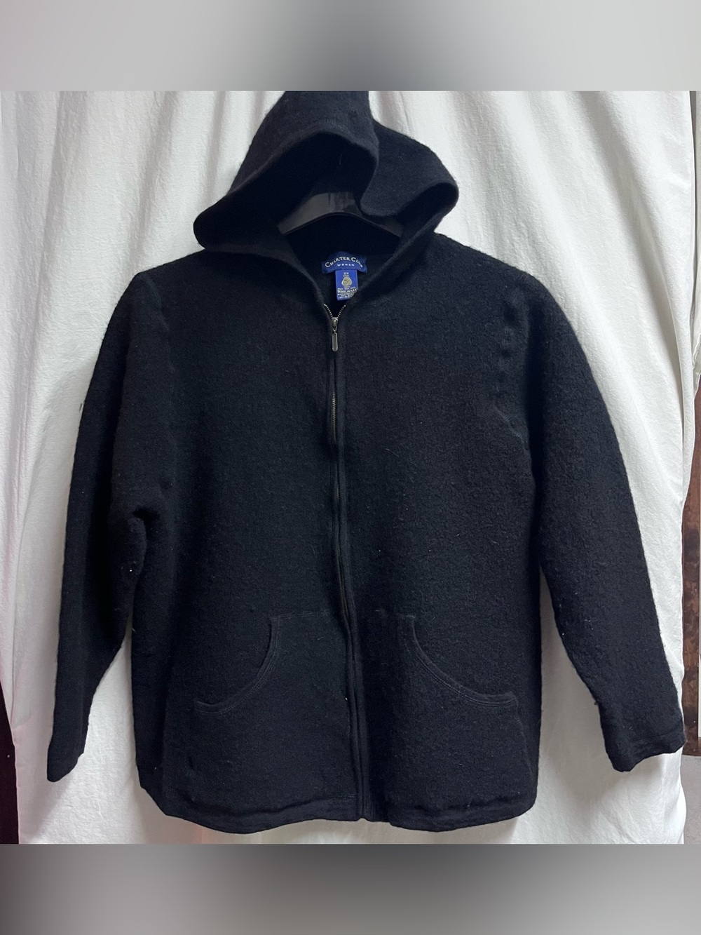 Charter Club Brand Women's Size 2XL 100% Wool Full Zip Jacket MEASURED Black